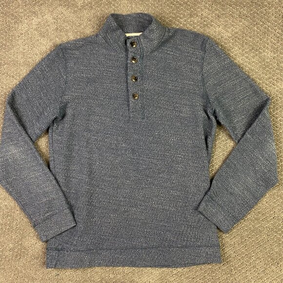 Marine Layer Henley Shirt Men's Medium Heather Blue Clayton 4 Button Pullover - Picture 1 of 13